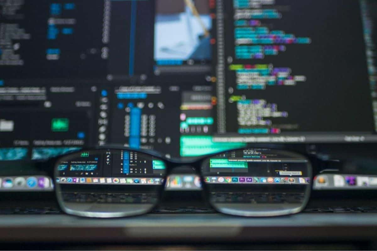 Eyeglasses in front of a monitor