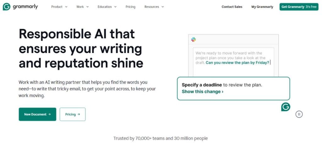 Grammarly homepage